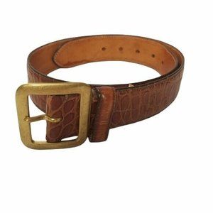 Just Campagne Leather Croc Print Belt Made France